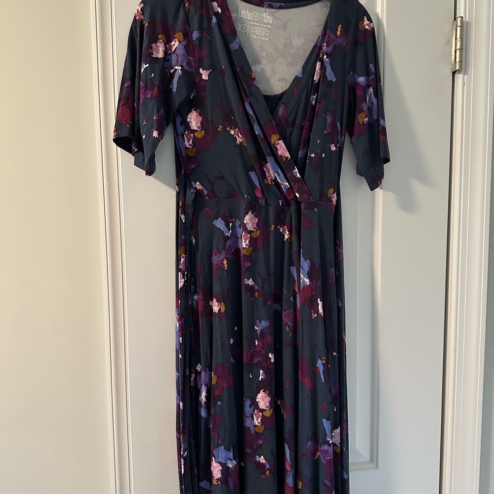 Latched Mama Midnight Watercolor Wrap Dress